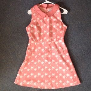 Modcloth Kling Pink Collar Palm Tree Boho Indie L